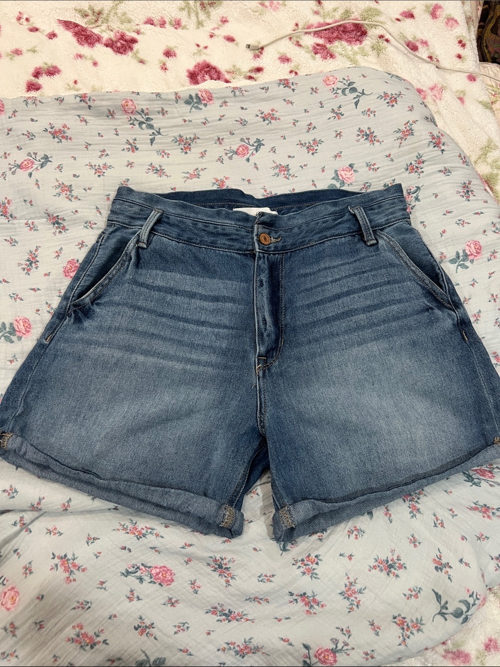 KanCan Mid-Rise Blue Denim Jean Shorts